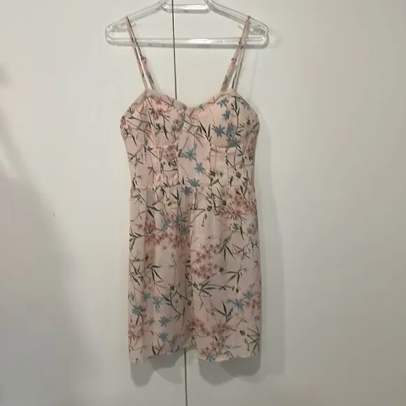 XHILARATION summer pink floral short dress emipire waist corset top small - Picture 2 of 8